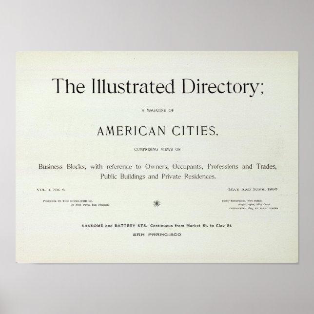 Affiche Page de titre de San Francisco California (Devant)