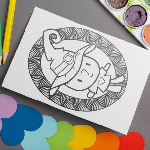 Affiche Page Drôle Halloween Chat Doll Coloration