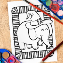 Page Drôle Halloween Elephant Coloration