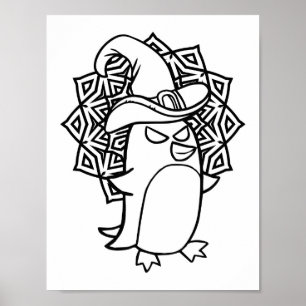 Affiche Page Drôle Halloween Penguin Coloration