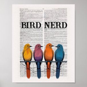 Affiche Page du dictionnaire Nerd d'oiseaux