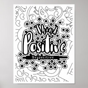 Affiche Page Pense Positif - Coloriage