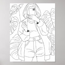 Page Selfie Girl Coloring