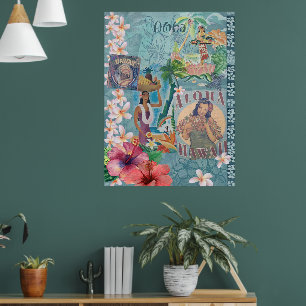 Affiche Page vintage Hawaiian : Aloha