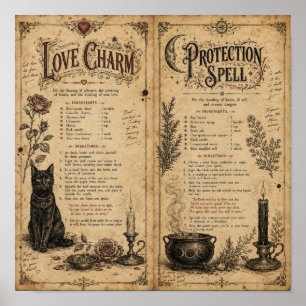 Affiche Pages de grimoire vintage