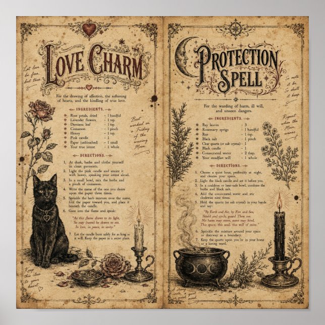 Affiche Pages de grimoire vintage (Devant)