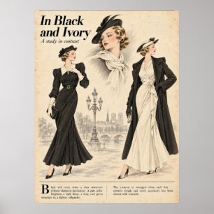 Affiche Pages de magazines de mode vintage, mode rétro