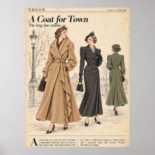 Affiche Pages de magazines de mode vintage, mode rétro