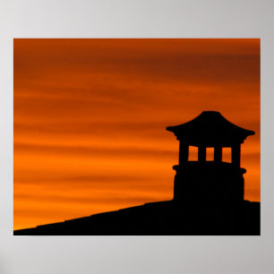 Affiche Pagode en silhouette