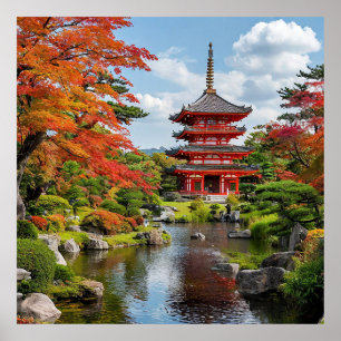 Affiche Pagode japonaise traditionnelle