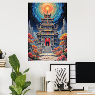Affiche Pagode Mystique sous un Ciel Céleste