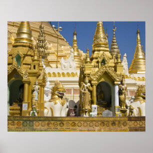 Affiche Pagode Shwedagon (Paya), grand site de temple qui