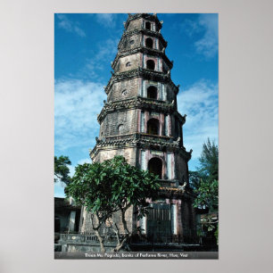 Affiche Pagode Thien Mu, rives du fleuve Parfum, Hué, Viêt