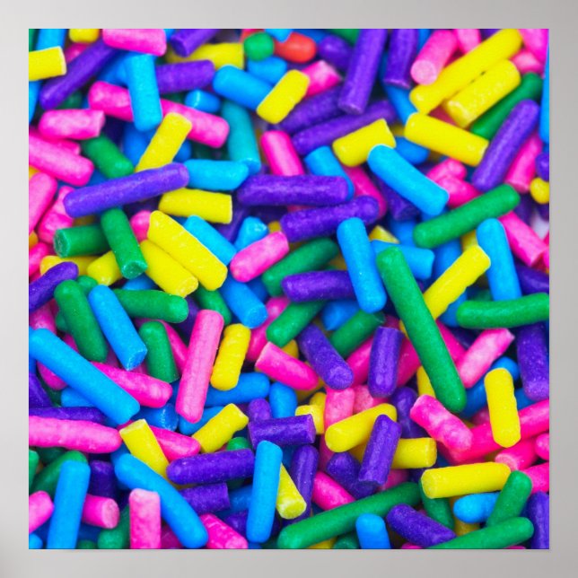 Affiche Paillettes de bonbons multicolores (Devant)