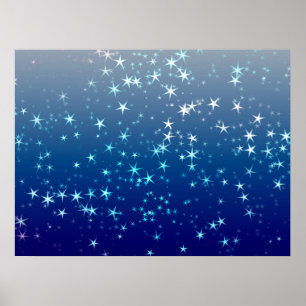 Affiche Paillettes de Noël Étoiles Ciel Bleu