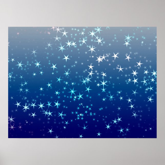 Affiche Paillettes de Noël Étoiles Ciel Bleu (Devant)