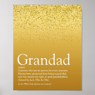 Affiche Paillettes dorées Amusant Grand-père Papi Papa Déf