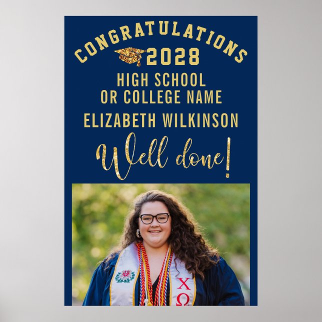 Affiche Paillettes dorées Script Gras Personnalisé Photo D (Devant)