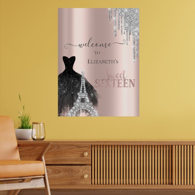 Affiche Paillettes qui coulent, Robe, Tour Eiffel Sweet 16 (Salon 2)