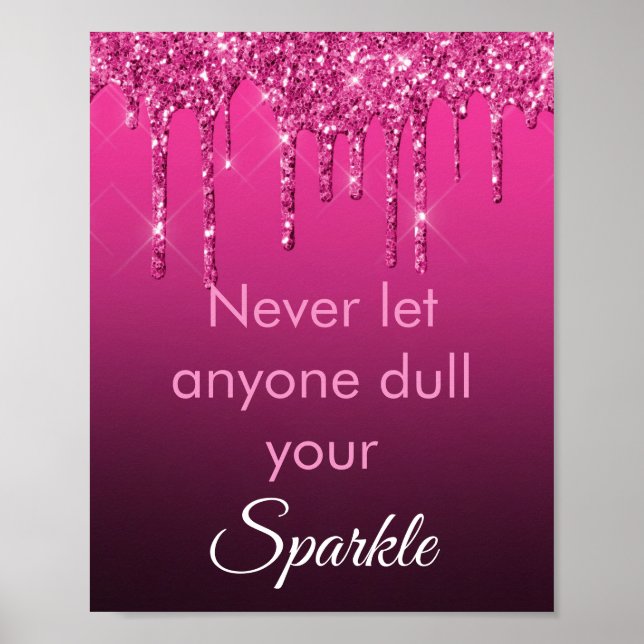 Affiche Paillettes Roses Luxe Motivation Élégante (Devant)