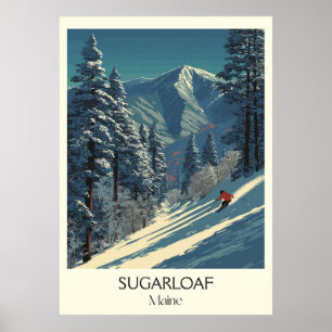Affiche Pain de sucre Maine Station de ski Vintage Mountai