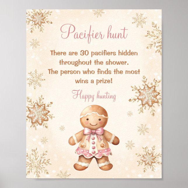 Affiche Pain d'épices Baby shower Pacifique chasse jeu (Devant)