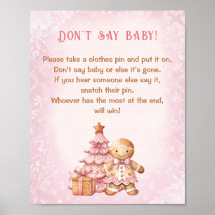 Affiche Pain d'épices Baby shower rose Ne pas dire Baby Ga