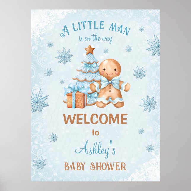 Affiche Pain d'épices Boy Blue Baby shower de Noël numériq (Devant)