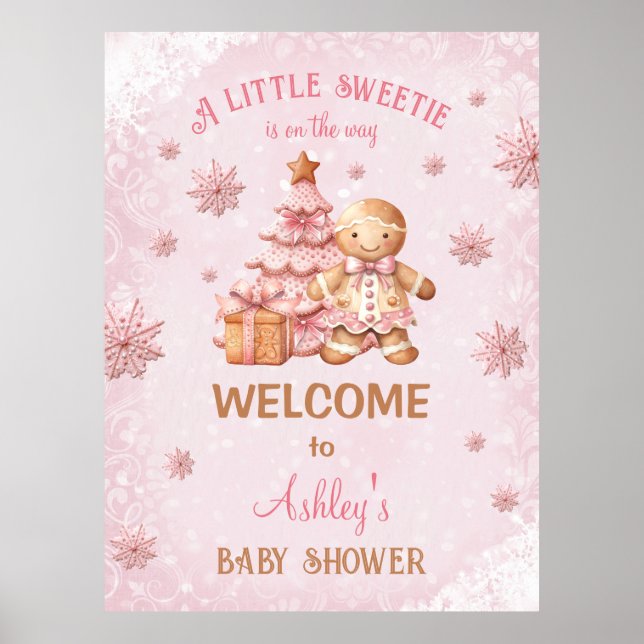 Affiche Pain d'épices Homme Fille Baby shower de Noël Post (Devant)