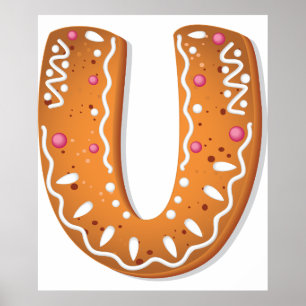 Affiche Pain d'épices Lettre U Monogramme Gâteau de fêtes