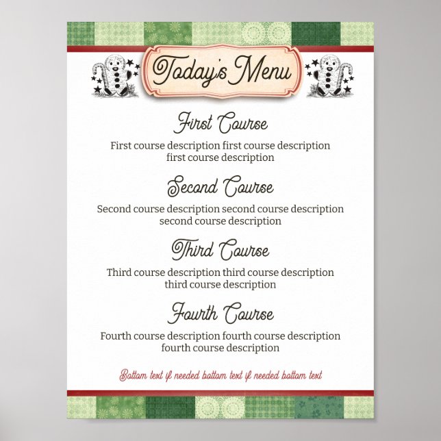 Affiche Pain d'épices Menu du dîner de Noël (Devant)