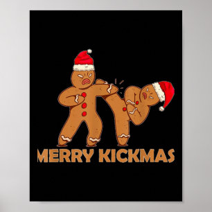 Affiche Pain d'épices Merry Kickmas Funny Karate Père Noël