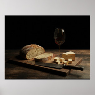 Affiche Pain, Fromage, et Vin