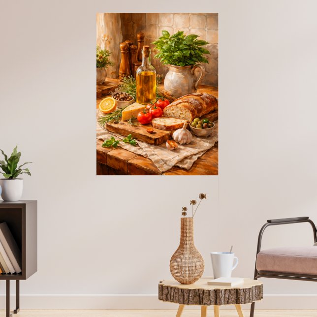 Affiche Pain rustique et huile d'olive une cuisine méditer (Salon 3)