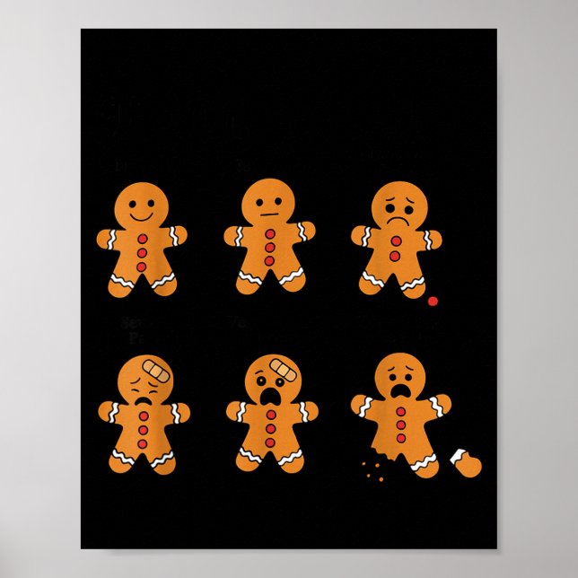 Affiche Pain Scale Funny Gingerbread Man Christmas Nurse H (Devant)