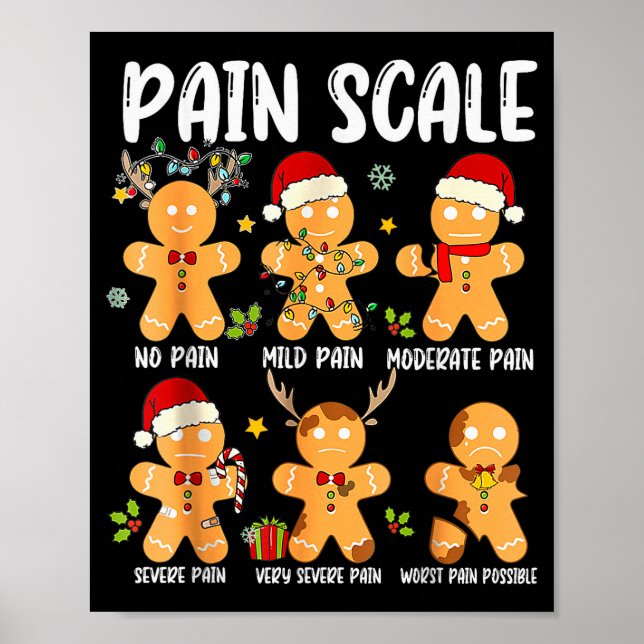 Affiche Pain Scale Gingerbread Trauma Nurse Christmas Nurs (Devant)