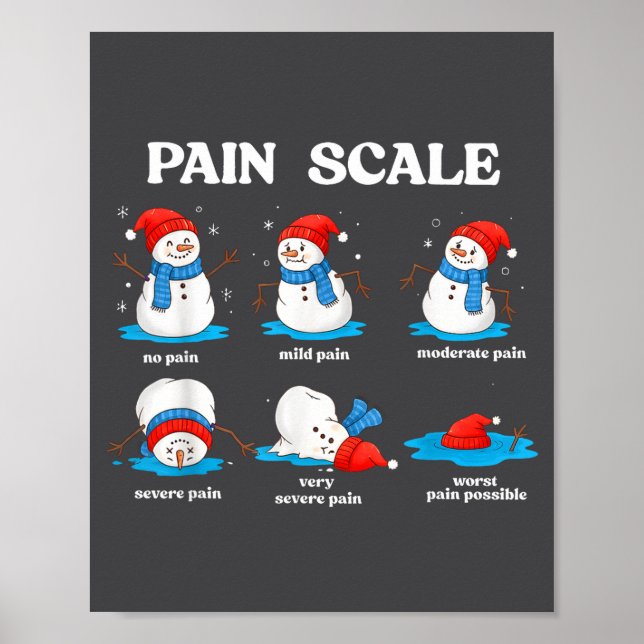 Affiche Pain Scale Snowman Funny Nurse Christmas Men Women (Devant)