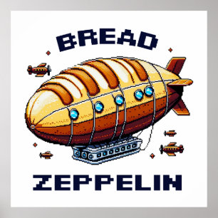 Affiche Pain Zeppelin - Pixel Art Airship Retro Design