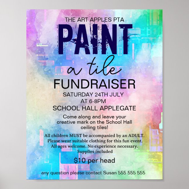 Affiche Paint a tile fundraiser PTA PTO (Devant)