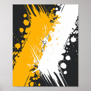 Affiche Paint Abstrait orange et blanc