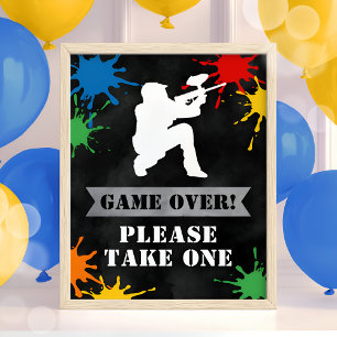 Affiche Paintball Anniversaire Splatter Ado Garçons Faveur