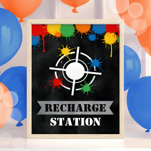 Affiche Paintball Recharge Station Garçon fête d'anniversa