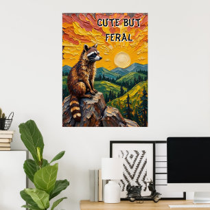 Affiche Painted Dusk : Raccoon sur Rocky Perch