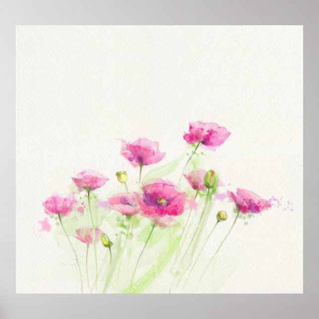 Affiche Painted watercolor poppies 3 (Devant)