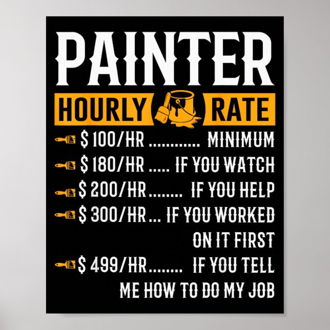 Affiche Painter Hourly Rate Funny Painter  (Devant)