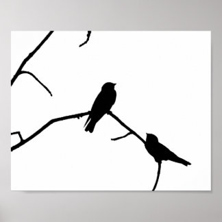Affiche Paire d'avirage noir et blanc en silhouette