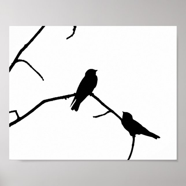 Affiche Paire d'avirage noir et blanc en silhouette (Devant)