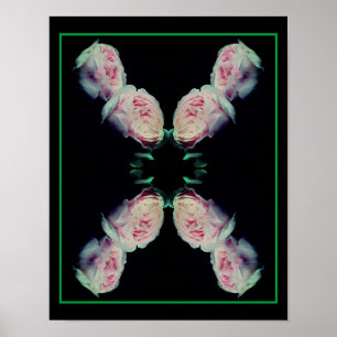 Affiche Paire de roses roses abstraites d'art floral