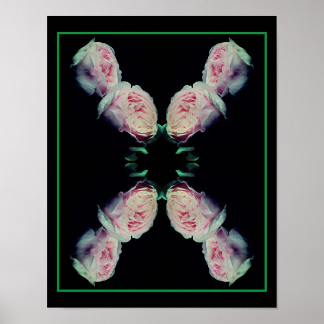 Affiche Paire de roses roses abstraites d'art floral (Devant)