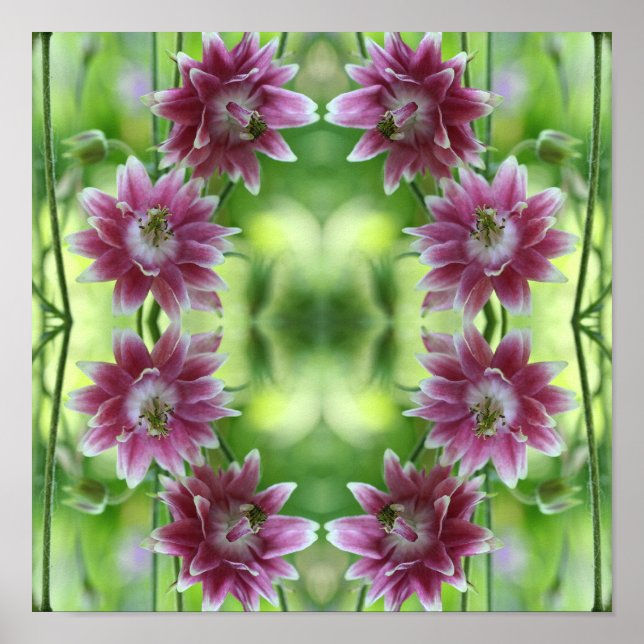 Affiche Paire Rouge Et Blanc Fleur Art Abstrait (Devant)